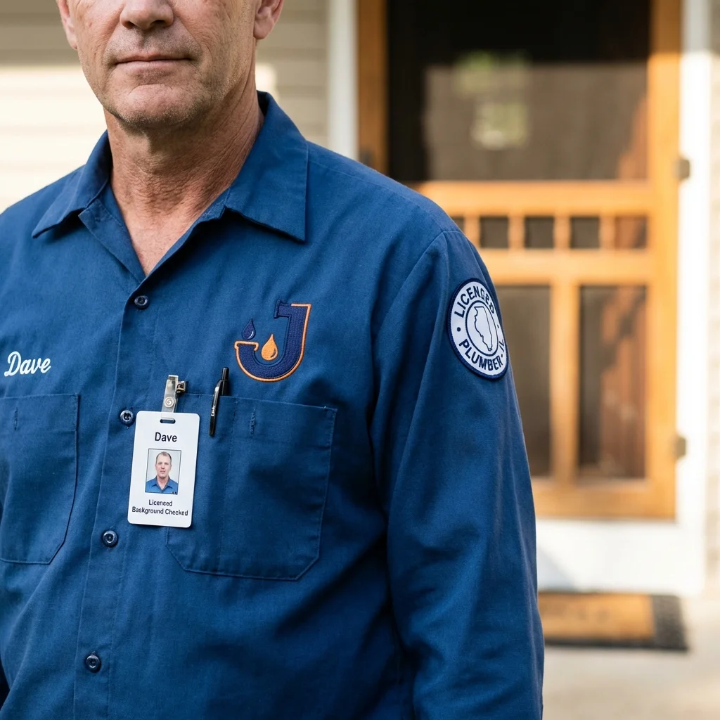 Licensed plumber showing ID badge in Syracuse, KS