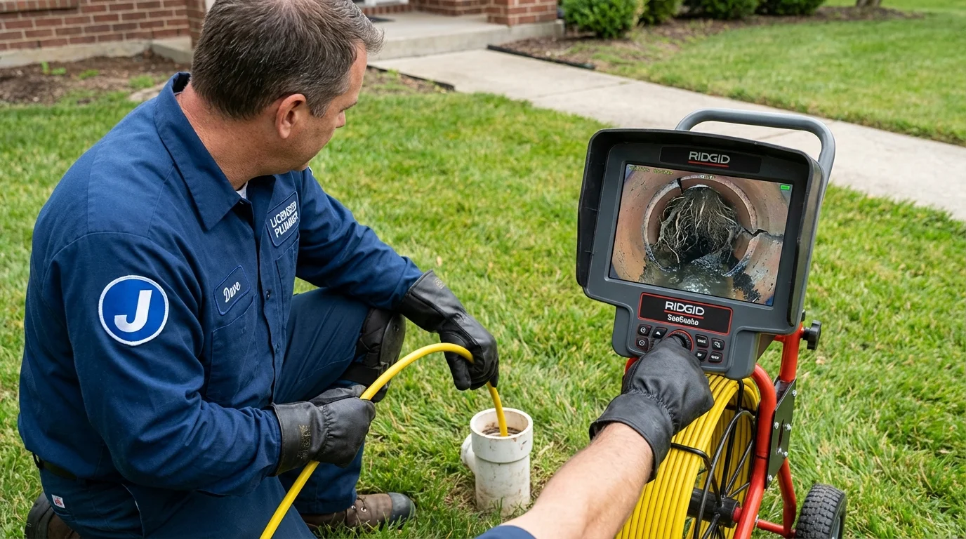 Sewer camera inspection being performed by Johns Plumbing LLC in Syracuse